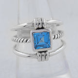 925 Sterling Silver Blue Topaz Ring