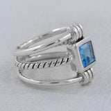 925 Sterling Silver Blue Topaz Ring