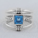 925 Sterling Silver Blue Topaz Ring