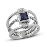 925 Sterling Silver Blue Topaz Ring