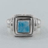 Larimar Gemstone Designer Silver Rings