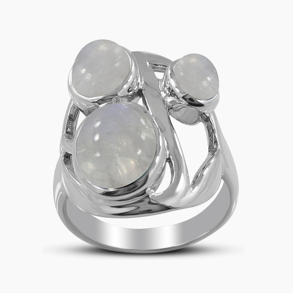 Rainbow Moonstone Silver Rings