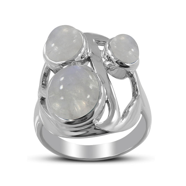 Rainbow Moonstone Silver Rings