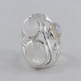 Rainbow Moonstone Silver Rings