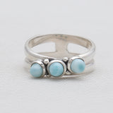 925 Sterling Silver Blue Larimar Rings