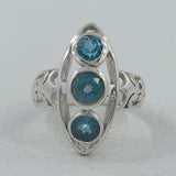 925 Sterling Silver Blue Topaz Rings