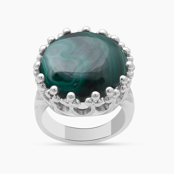 Natural Malachite Silver Rings