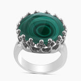 Natural Malachite Silver Rings