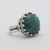 Natural Malachite Silver Rings