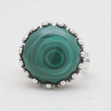 Natural Malachite Silver Rings