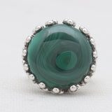 Natural Malachite Silver Rings