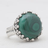 Natural Malachite Silver Rings