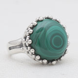 Natural Malachite Silver Rings