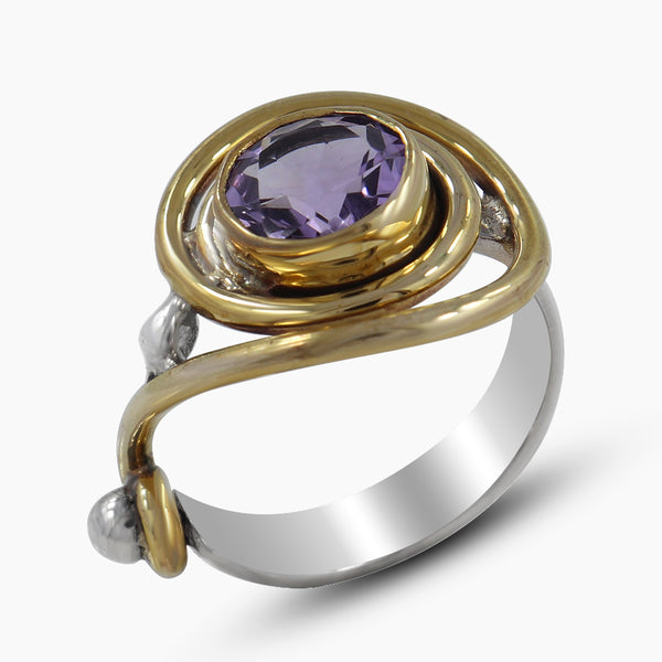 Natural Amethyst Silver Ring