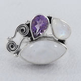 Rainbow Moonstone 925 Sterling Silver Ring