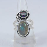 Natural Labradorite Silver Rings
