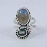 Natural Labradorite Silver Rings