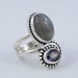 Natural Labradorite Silver Rings