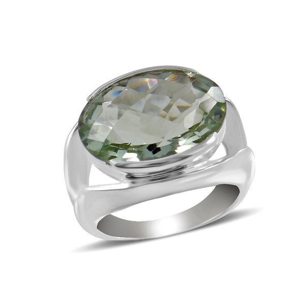 Green Amethyst Silver Ring