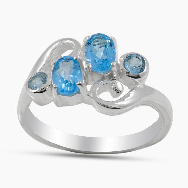 Blue Topaz Designer Silver Ring