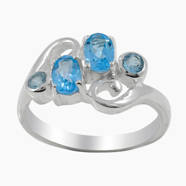 Blue Topaz Designer Silver Rings
