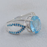 925 Sterling Silver Blue Topaz Ring