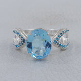925 Sterling Silver Blue Topaz Ring