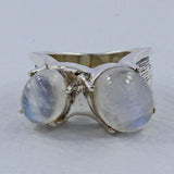 Natural Rainbow Moonstone 925 Sterling Silver Ring