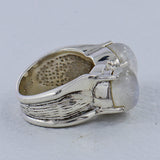 Natural Rainbow Moonstone 925 Sterling Silver Ring