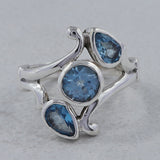 925 Sterling Silver Blue Topaz Ring