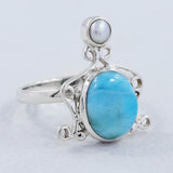 925 Sterling Silver Larimar Ring
