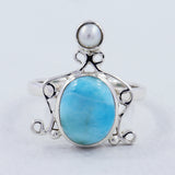 925 Sterling Silver Larimar Ring