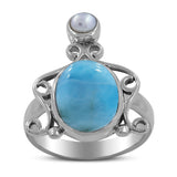 925 Sterling Silver Larimar Ring
