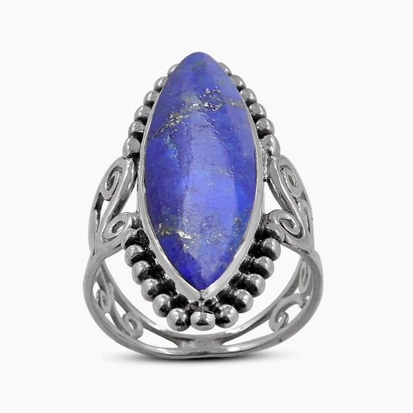 Natural Lapis Lazuli Silver Rings