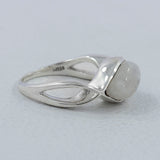Natural Rainbow Moonstone Silver Ring