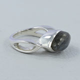 Natural Rainbow Moonstone Silver Ring