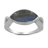 Natural Rainbow Moonstone Silver Ring