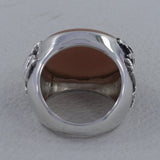 Peach Moonstone Men's Silver Rings