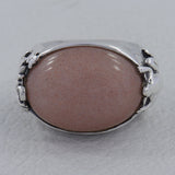 Peach Moonstone Men's Silver Rings