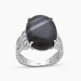 Psilomelane Silver Designer Rings