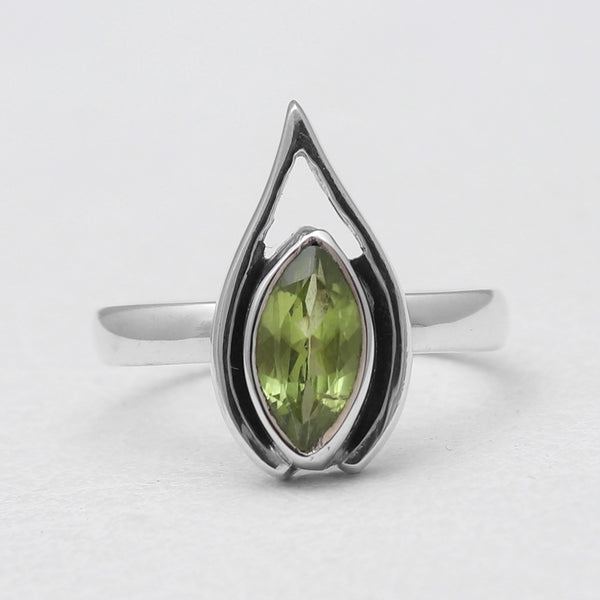 925 Sterling Silver Green Peridot Rings