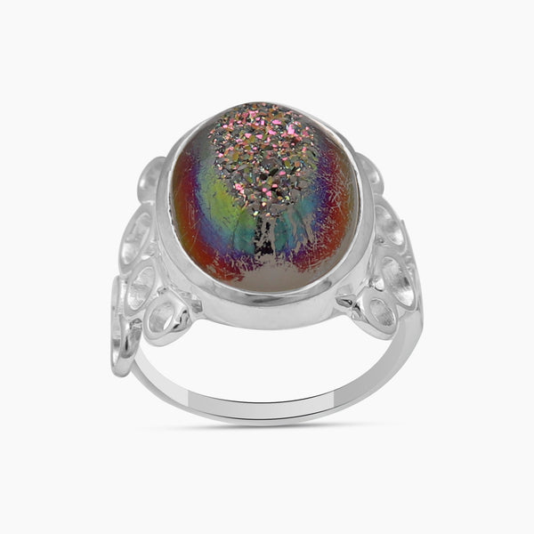 Titanium Druzy Silver Rings