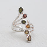 Multicolor Tourmaline Silver Rings