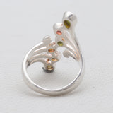 Multicolor Tourmaline Silver Rings