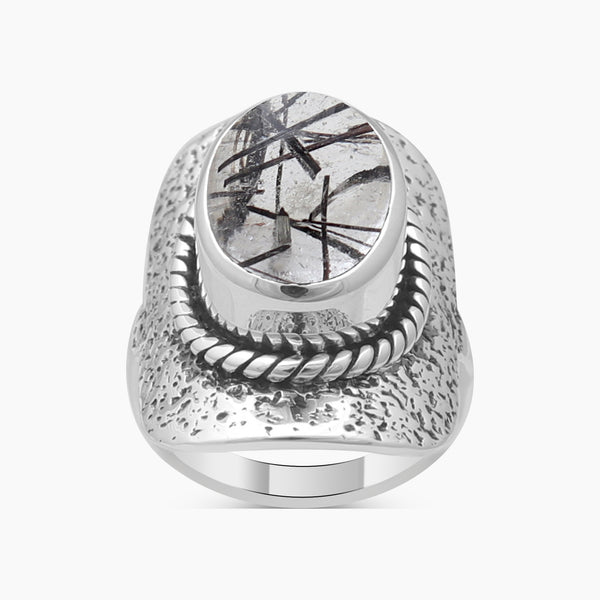 Golden Rutilated Quartz Silver Rings