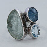 Rough Bear Quartz Silver Rings