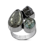 Rough Bear Quartz Silver Rings