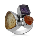 Rough Bear Quartz Silver Rings
