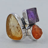 Rough Bear Quartz Silver Rings
