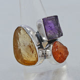 Rough Bear Quartz Silver Rings